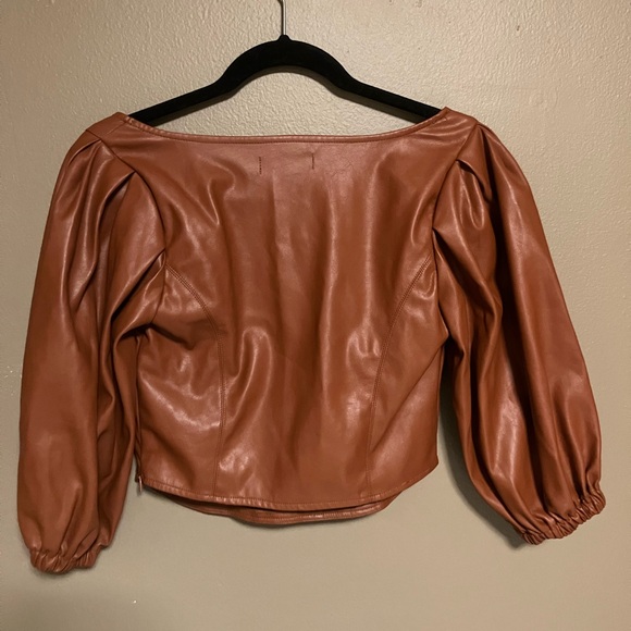 Do & Be Puff Sleeve Rust Faux Leather Top size S - Picture 5 of 6